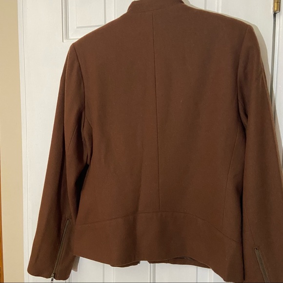 Vintage Harve Bernard wool blend jacket with zippers sz 6 brown shoulder pads - Picture 8 of 15